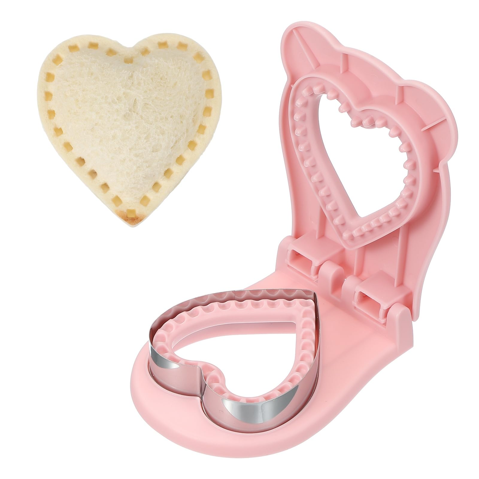 Emporte-pièce de cœur incrustable pour découpe nette de pain de mie et biscuits roses