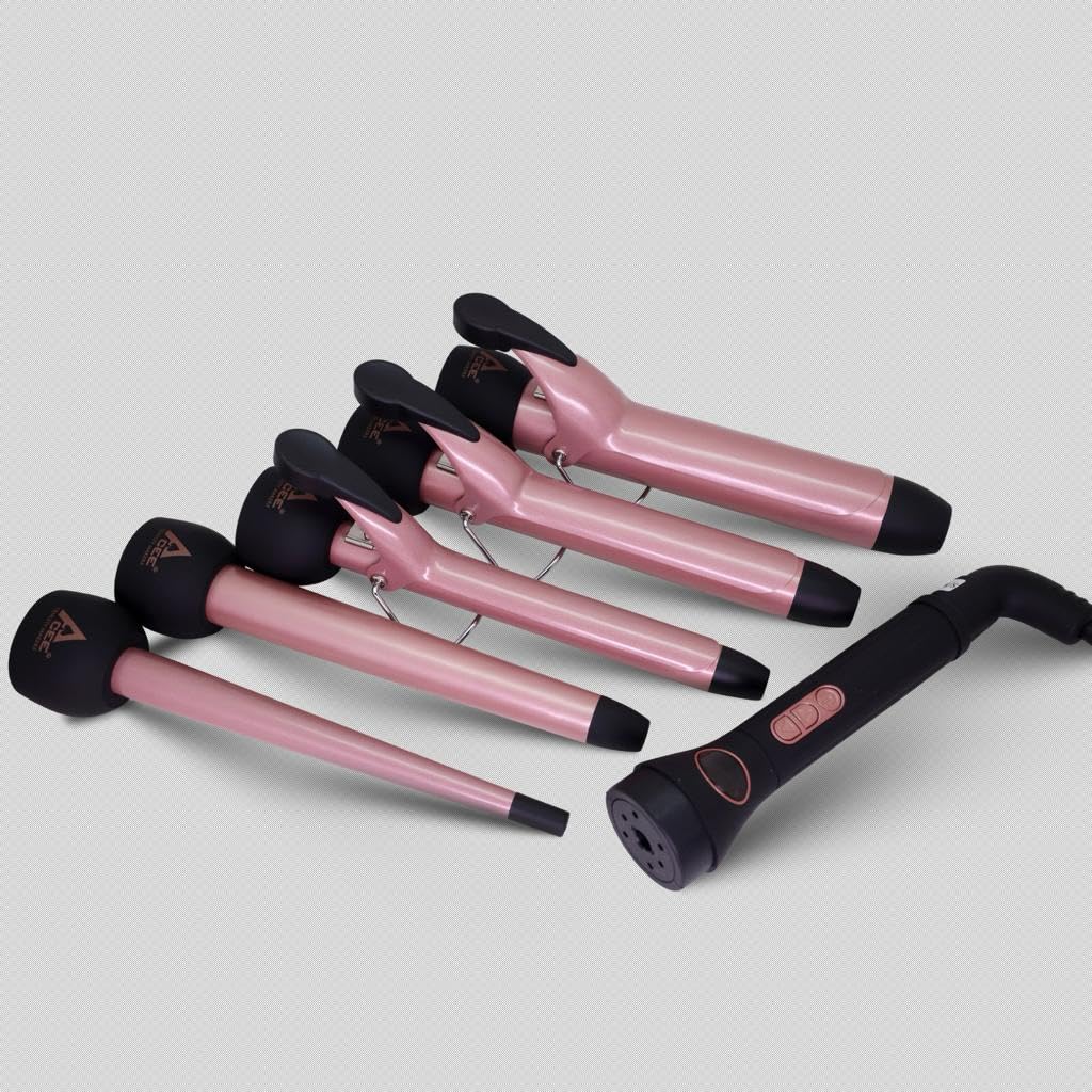 5-in-1 Curling Styler HMT 7000 | Advanced PTC Heating Technology | Auto shut-off | Ceramic Tourmaline Coated Barrel | Black and Rose Gold