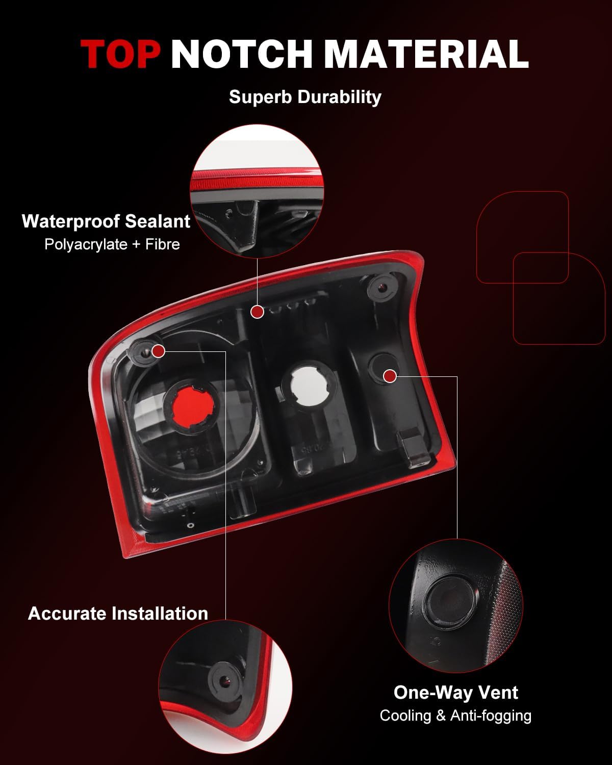 Tail Lights Compatible with Fo-rd Ranger 2006-2011, Driver & Passenger Side Taillight Rear Lamp Assembly, Red Lens