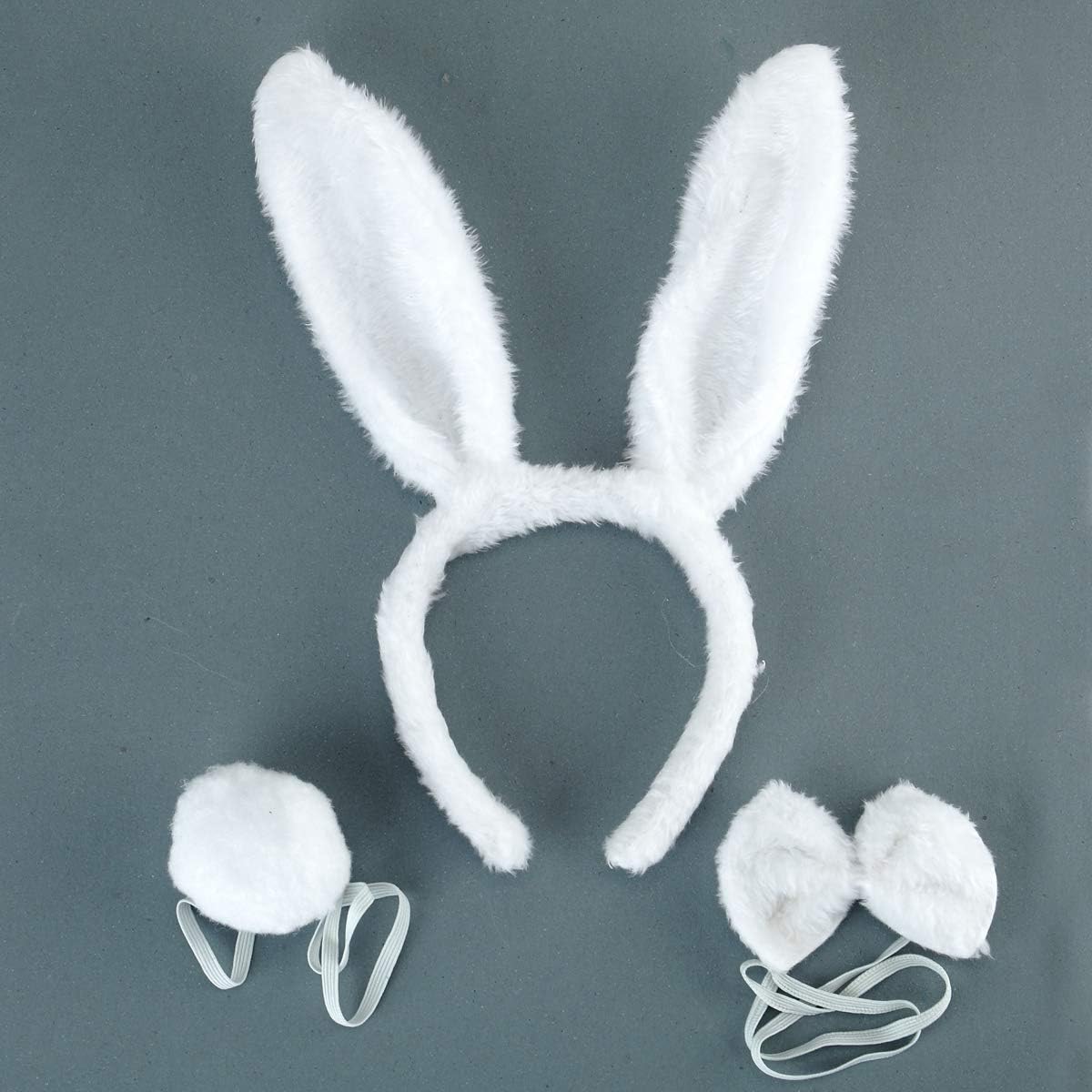 BinaryABC Bunny Rabbit Costume Set,Ears Headband Bow Ties Tail Set,Halloween Costume Assesories