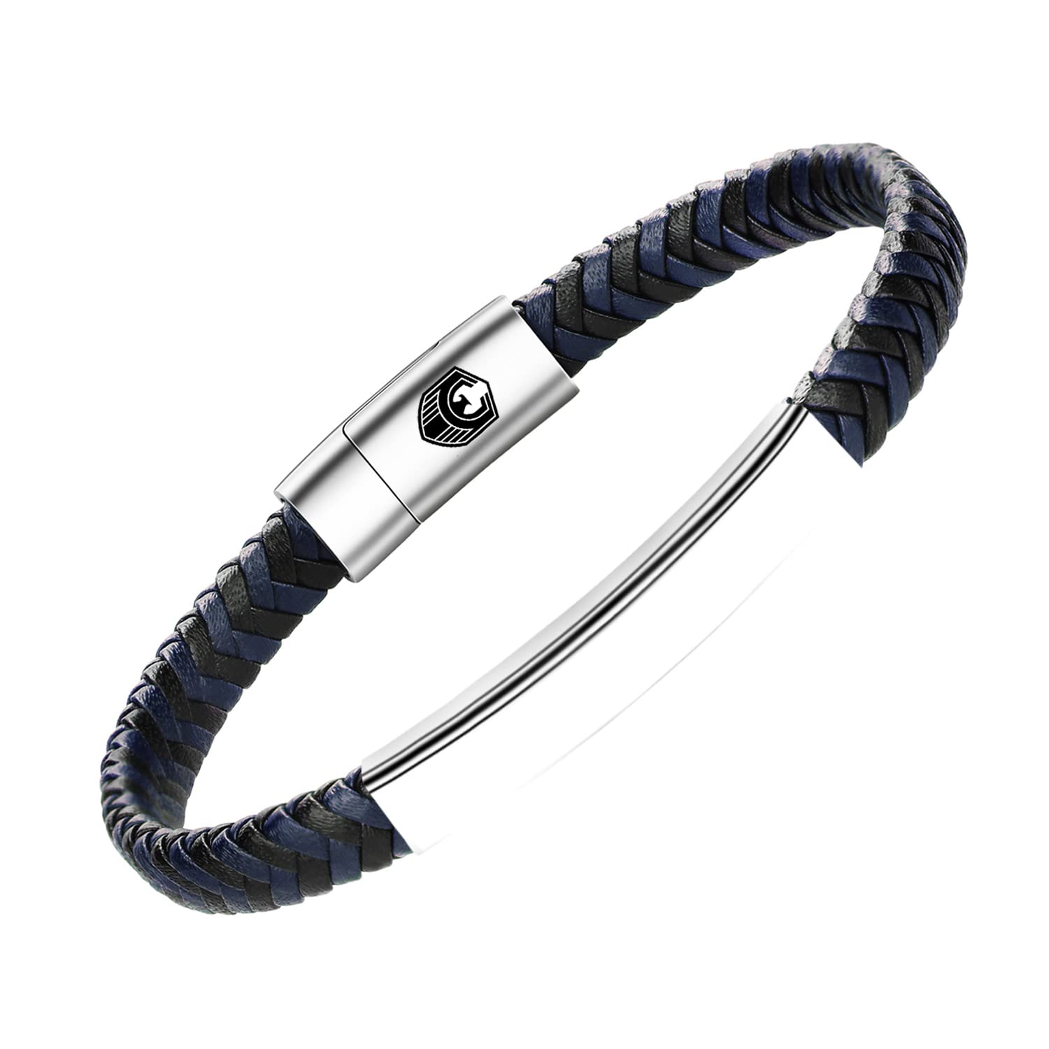 SHIEAGLELD Pulsera de Cuero Hecha a Mano Pulsera De Cuero Para Hombres Pulsera de Cuero Para Hombres Pulsera de Acero Inoxidable Trenzada y Regalo Creativo