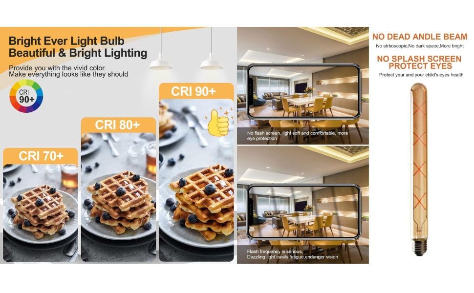 Image of OML T30 300mm 8W LED Filament Bulb - Amber Glass, Warm White 2700K, E27 Base, Vintage Edison Bulb for Wall Sconces, Chandeliers, and Decorative Fixtures