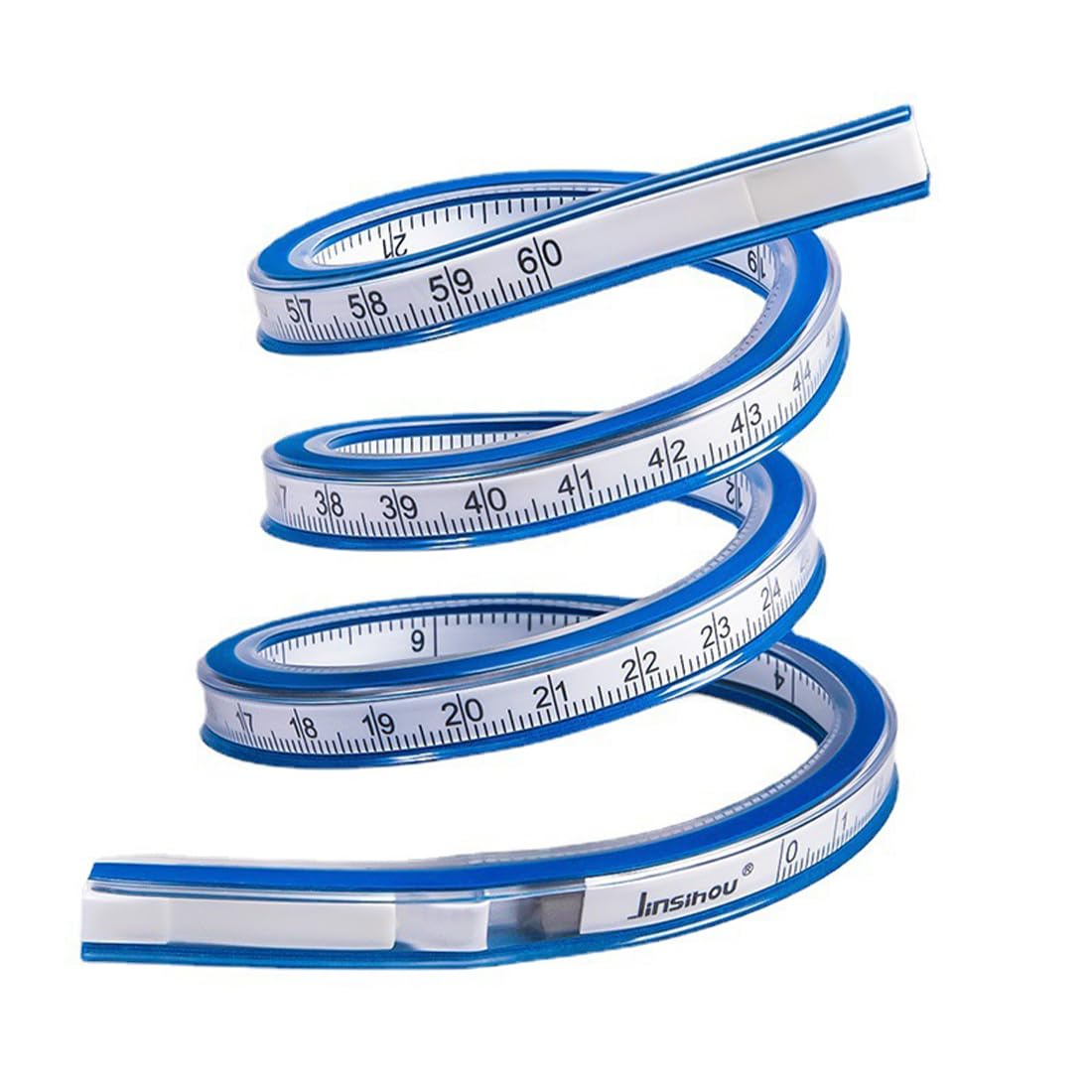 1 Pieza Regla flexible, regla de PVC, regla curva curvable claramente flexible curva, regla de serpiente de plástico de doble cara para oficina, escuela, dibujo técnico, carpintería, azul(60 cm)