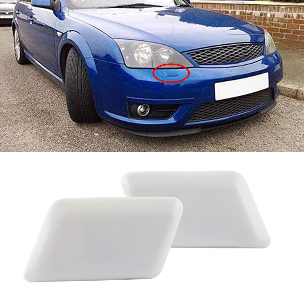 Copri Ugello Lavafari ABS Bianco Per Ford Mondeo MK3 III (2000-2007) | Tappi Paraurti Anteriori Sinistro E Destro | Sostituzione Originale