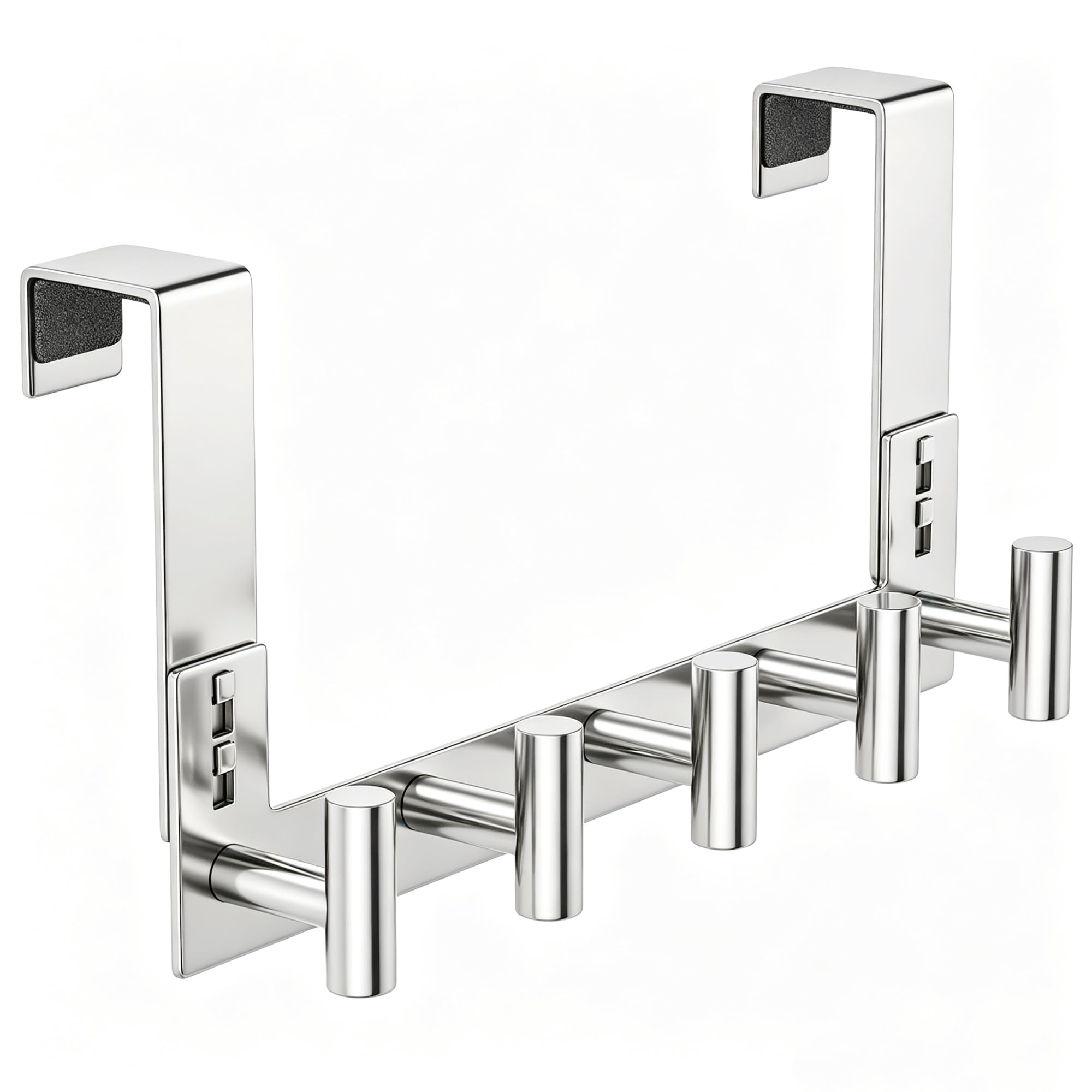 PMMASTO Door Hanger for 1-3/4 Inch Doors, Polished Silver- 5 Hooks, T Shape
