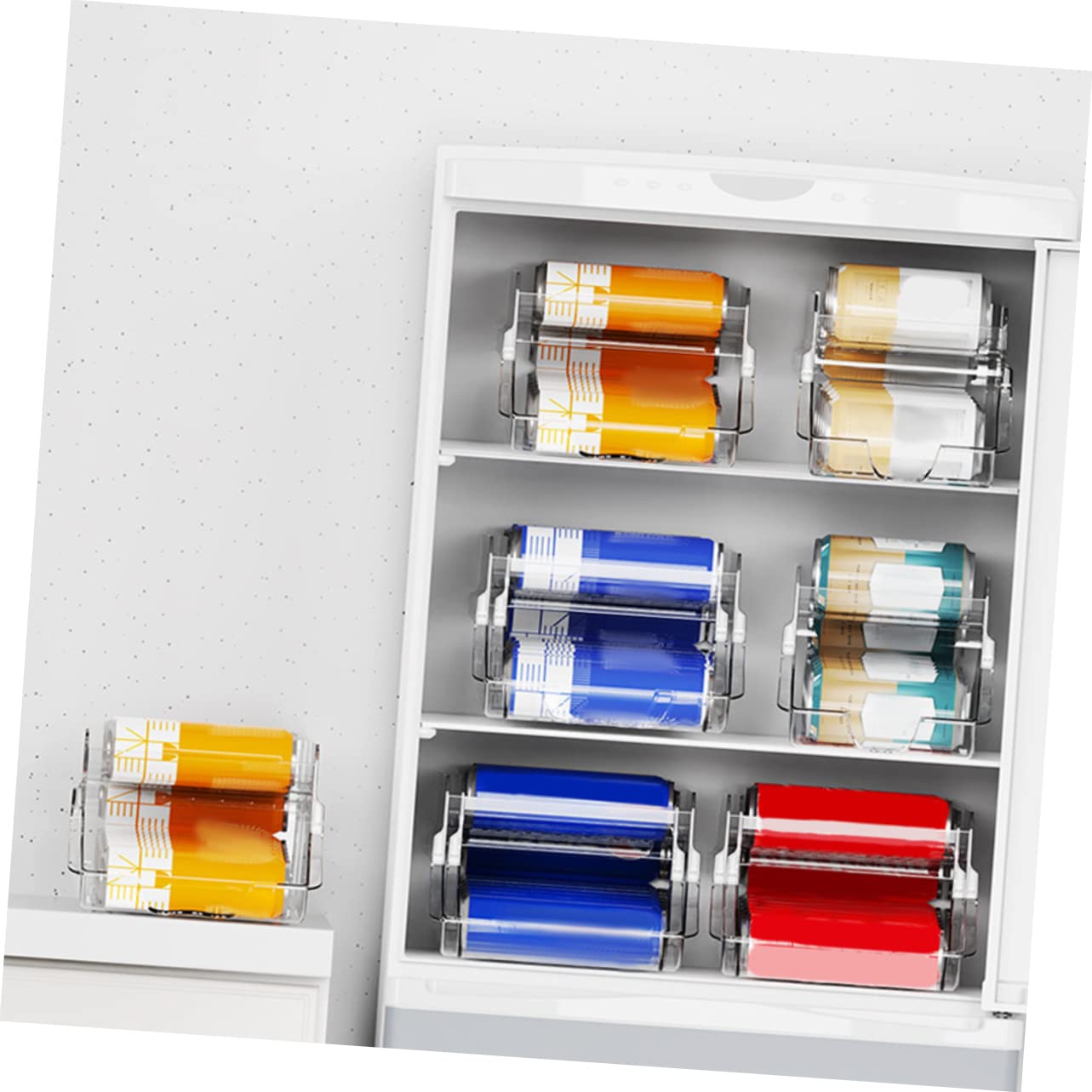 VALICLUD Dispensador de Latas para Refrigerador Doble Capa Transparente, Organizador de Bebidas Apilable de Plástico, para Cocina y Despensa, Almacenamiento de Refrescos y Cervezas, 1