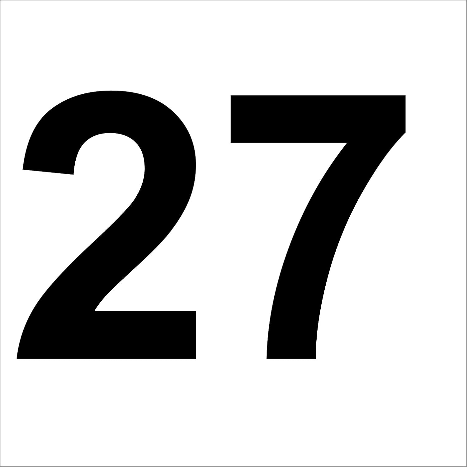 3 x black wheatherproof number decals in high qualitiy, number" 27 " , 10 cm high, without