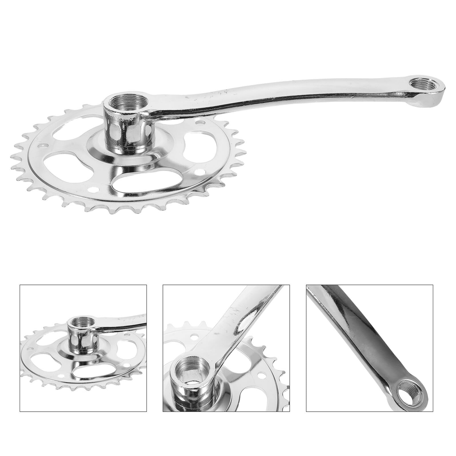 Cabilock Set 2 Pedivelle Guarnitura Mountain Bike 32 Denti con Cono Quadrato Corona Singola Rotonda per Bici Pieghevole Corsa Ricambio Guarnitura Stabile per Ciclisti e Sostituzione