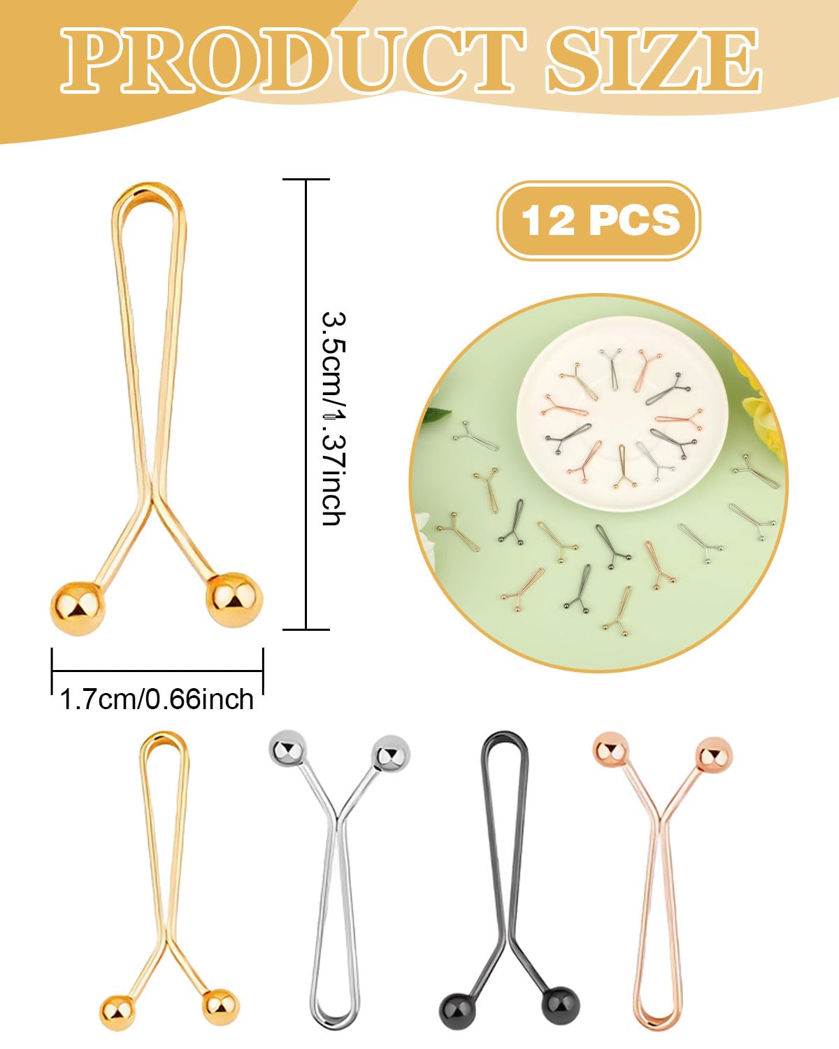 12 Piezas Clip de Ajuste de Pantalones,Adjustable Jeans Buttons,Tensores de Cintura para Pantalones,Botones de Cintura Extraíbles,para Jeans,Faldas,Mangas(Oro,Plata,Negro,Oro-Rosa)