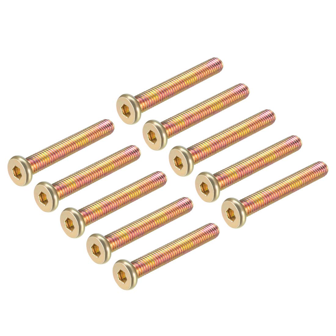 uxcell M8x55mm Furniture Screw Hex Socket Machine Screws Zinc Plated Fasteners Bolts Full Thread Carbon Steel 10Pcs