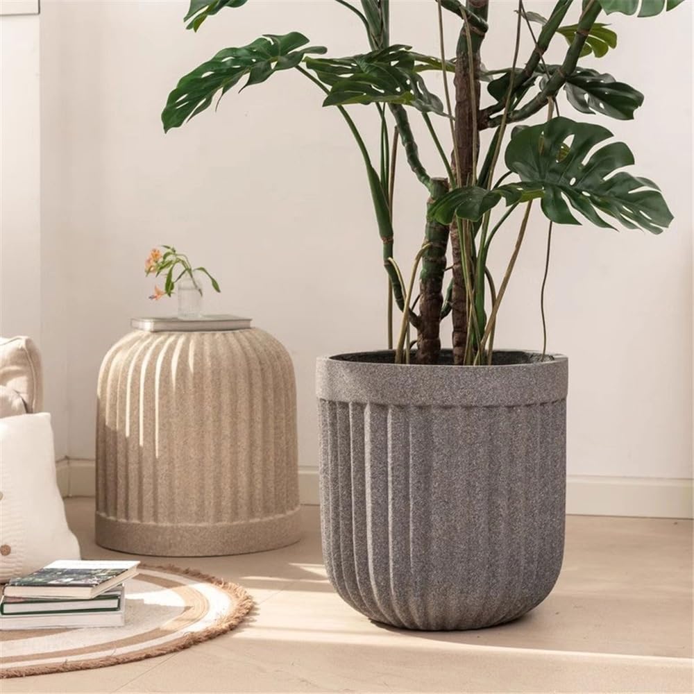 Amazon.com : mengli-99 Plant Pot Indoor Round Striped Grey Planter
