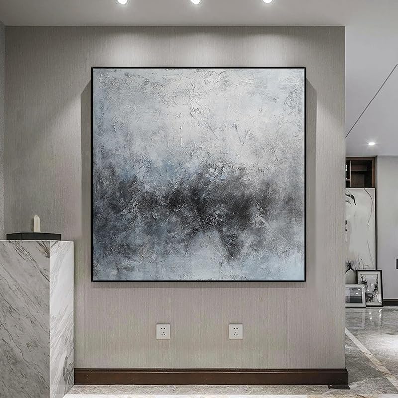 Tableau decoration murale salon nuage abstrait sans cadre 90x90cm