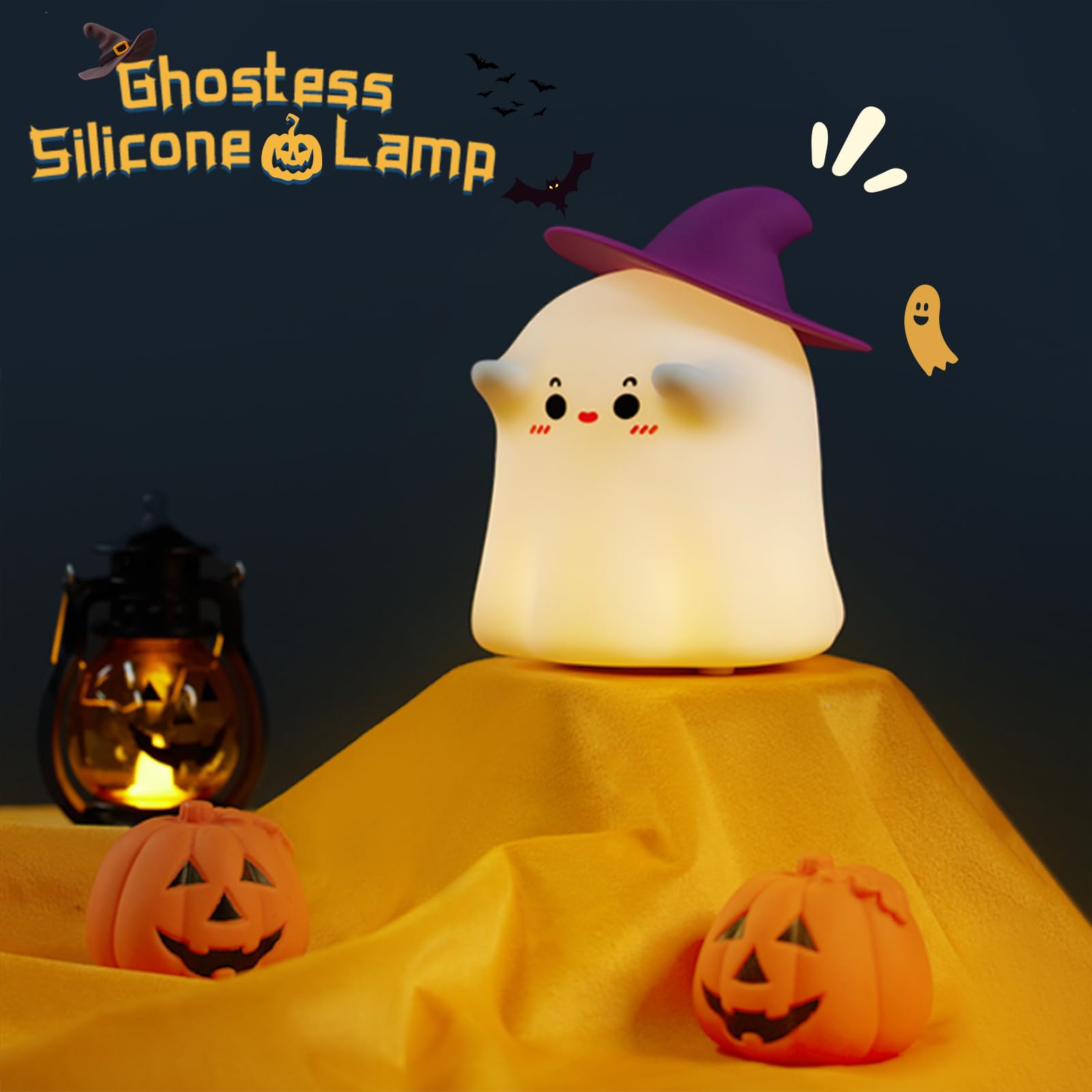 Cute Night Light for Kids Ghost Lamp Silicone Nightlight Rechargeable Night Lamp 3 Level Dimmable Nursery Night Light Funny Room Decor Christmas Decorations Gifts for Children Toddler Baby Women - Image 4