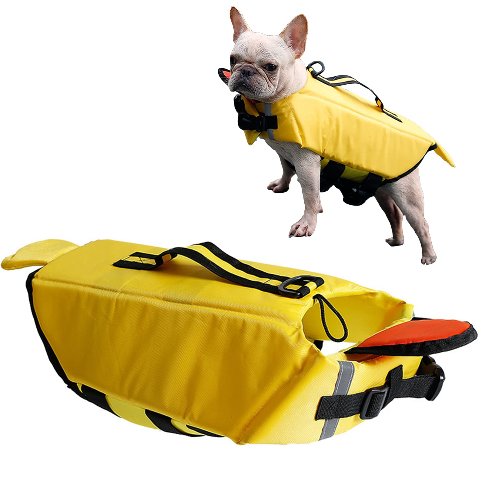 Gilet De Sauvetage Pour Chien, Réfléchissantes Ajustable Gilet De Sauvetage Chien Pratique Et Durable,Gilet De Flottaison Animaux Gilet Natation Avec Poignée Pet Life Jacket,Jaune,XL