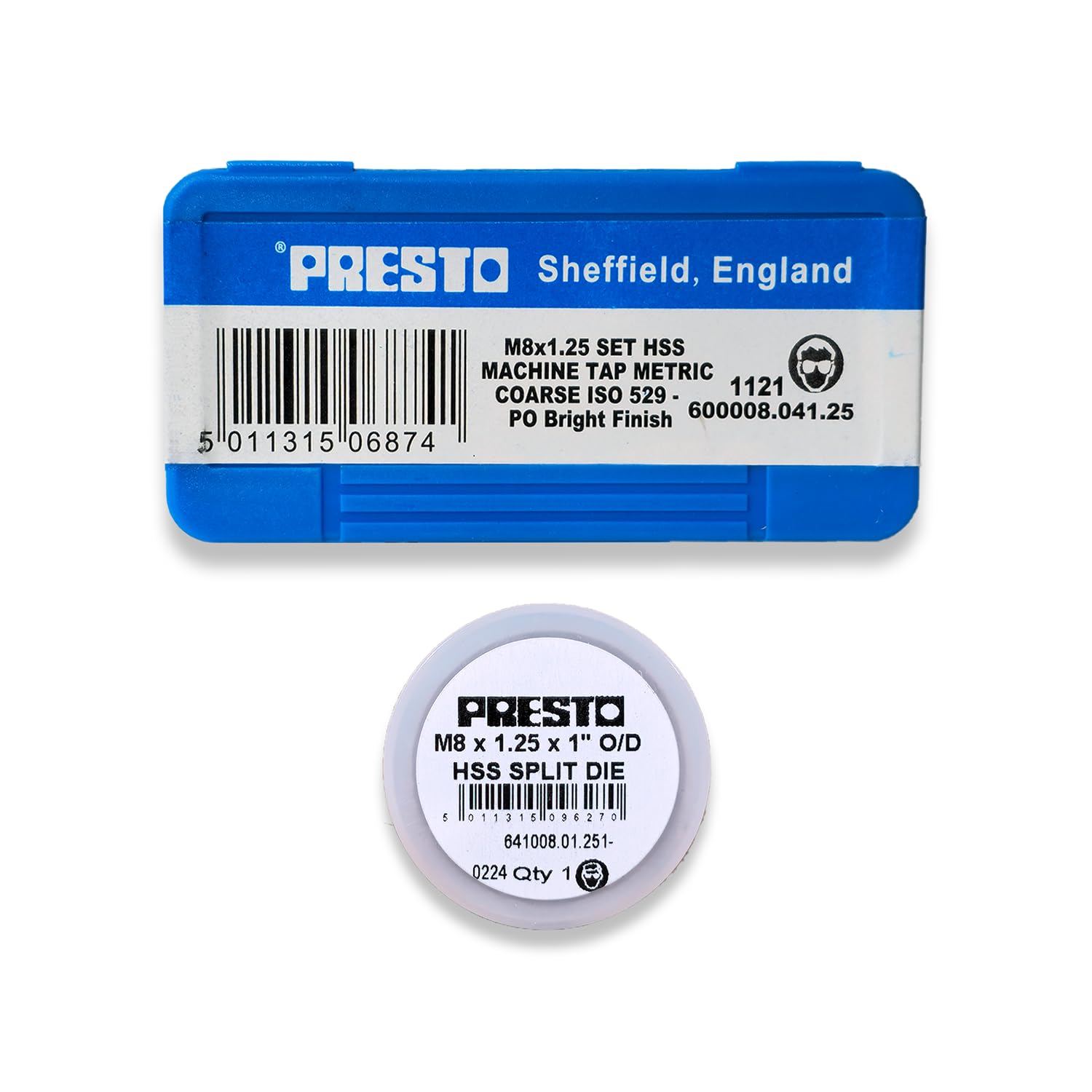 Rdgtools Presto M8 X 1.25 Hss Metric Hand Tap Set (Pack Of 3) 600008.041.25 & M8 X 1.25 Hss Split Die 641008.01.251- From