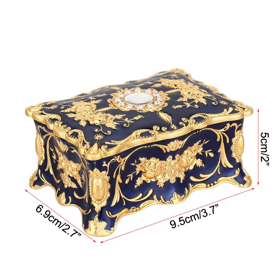 Joyero retro europeo de metal, caja de almacenamiento de joyas, caja de joyería creativa, caja de decoración de recuerdo, caja decorativa ornamentada para boda, regalo de cumpleaños
