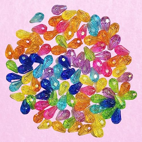 Image of 920 Pcs Multicolour Drop Crystal Beads for Jewellery Making Kit, DIY Beads for Bracelet Making Kit, Beading, Beadwork, Crafting, Embroidery, Bead Craft, Pearls for Craft - 240g, 12mm*8mm