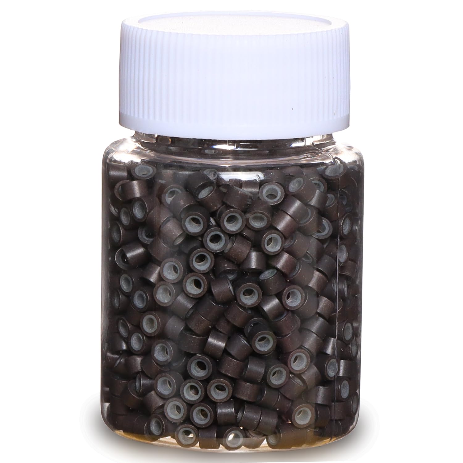 Photo 1 of GOTDYA 1000pcs 4mm Hair Tinsel Extentions Beads, Silicone Lined Micro Rings Links,Hair Fairy Beads for Hair Extensions,Dark Brown