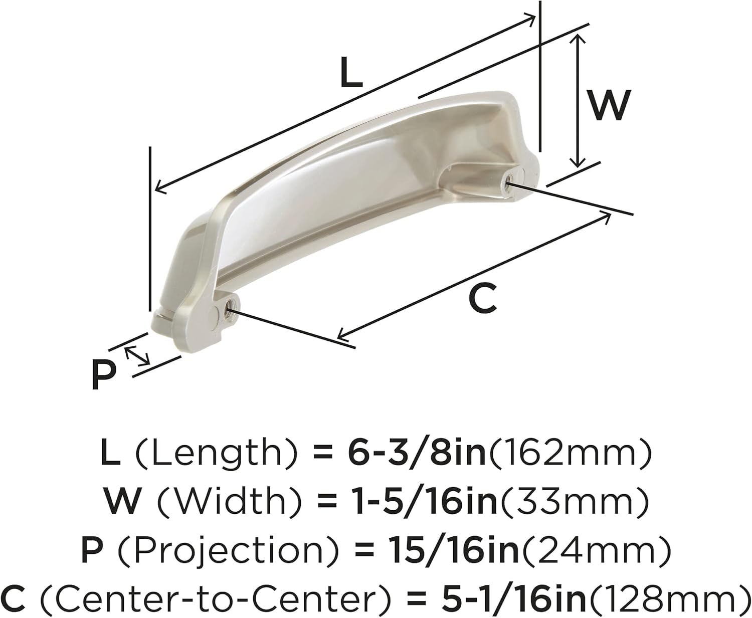 Amerock, Satin Nickel, 5-1/16 in. Center-to-Center - Image 3