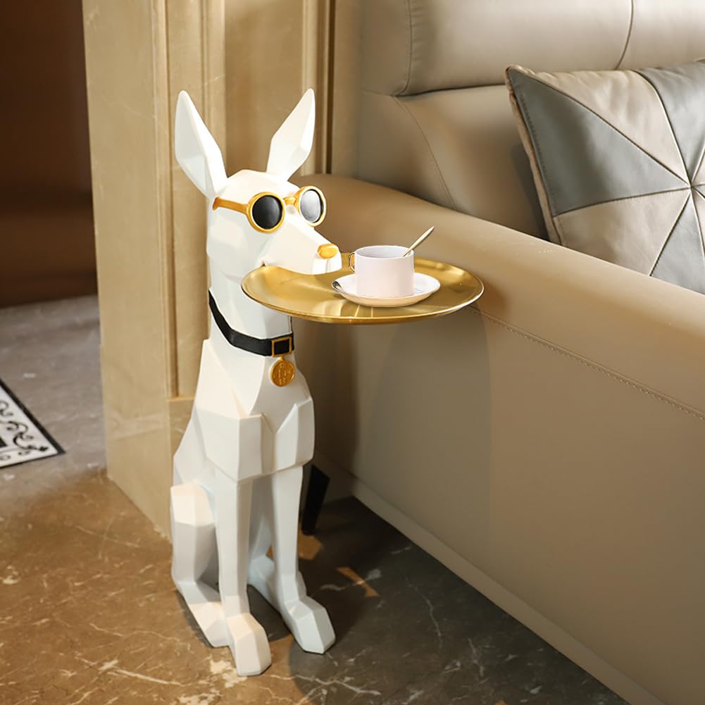 Amazon.com: OLizee Resin Dog Sculpture with Tray - Geometric Dog