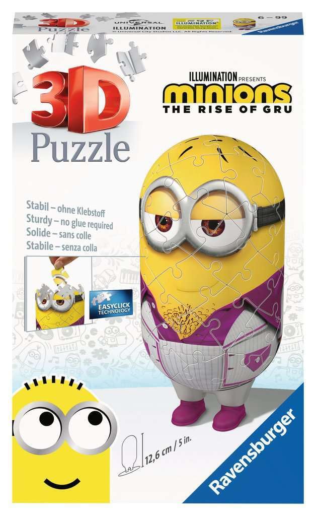 Ravensburger Minions 2 The Rise of Gru Disco Minion Shaped 3D Jigsaw Puzzle for Kids Age 6 Years Up - 54 Pieces - No Glue Required