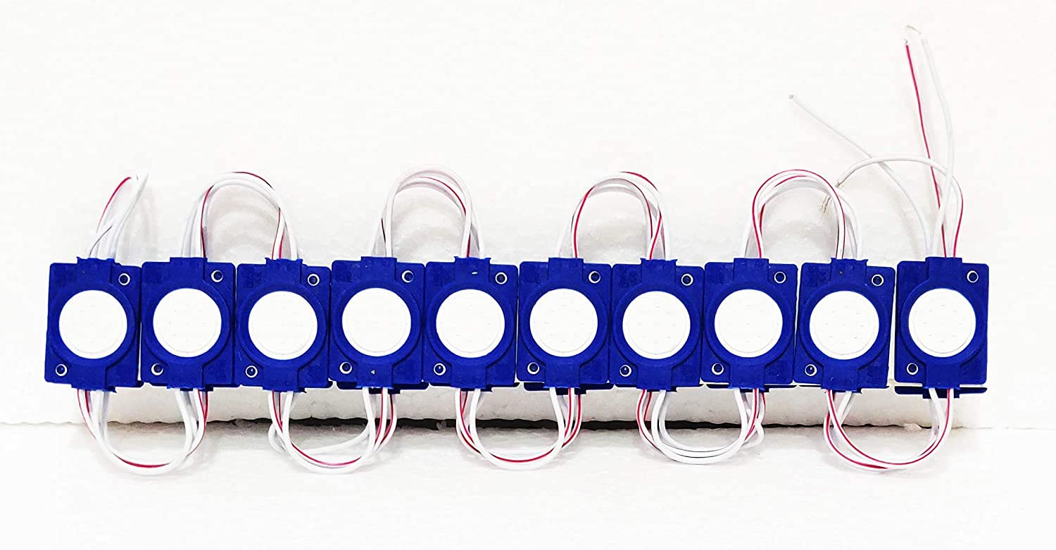 A4S AUTOMOTIVE & ACCESSORIES LED Module Light Interior Exterior 12V COB Coin Injection Decorative Lamp with Adhesive Backside for Car, Home & Decoration (10 Strips, Blue)