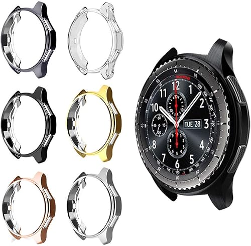 Miniatura 10 de FitTurn Compatible con Gear S3 Frontier SM-R760, marco de metal de TPU suave a la moda, resistente a los golpes, a prueba de golpes, carcasa