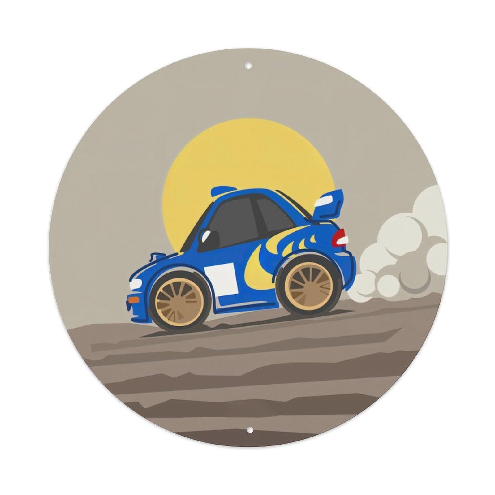 JDM Car Impreza STI 22B Racing Car Mini Version Vintage Metal Tin Sign Plaque Wall Decor for Cafe, Club, Garden Round Metal Poster 8x8Inch