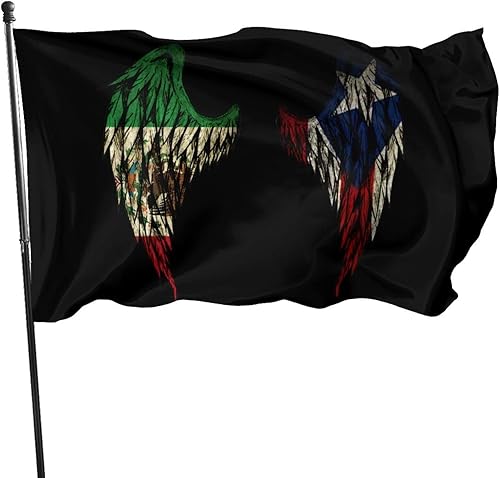 Bandera mexicana puertorriqueña mexicana de 3 x 5 pies con dos ojales de latón, doble costura de color vivo antidecoloración