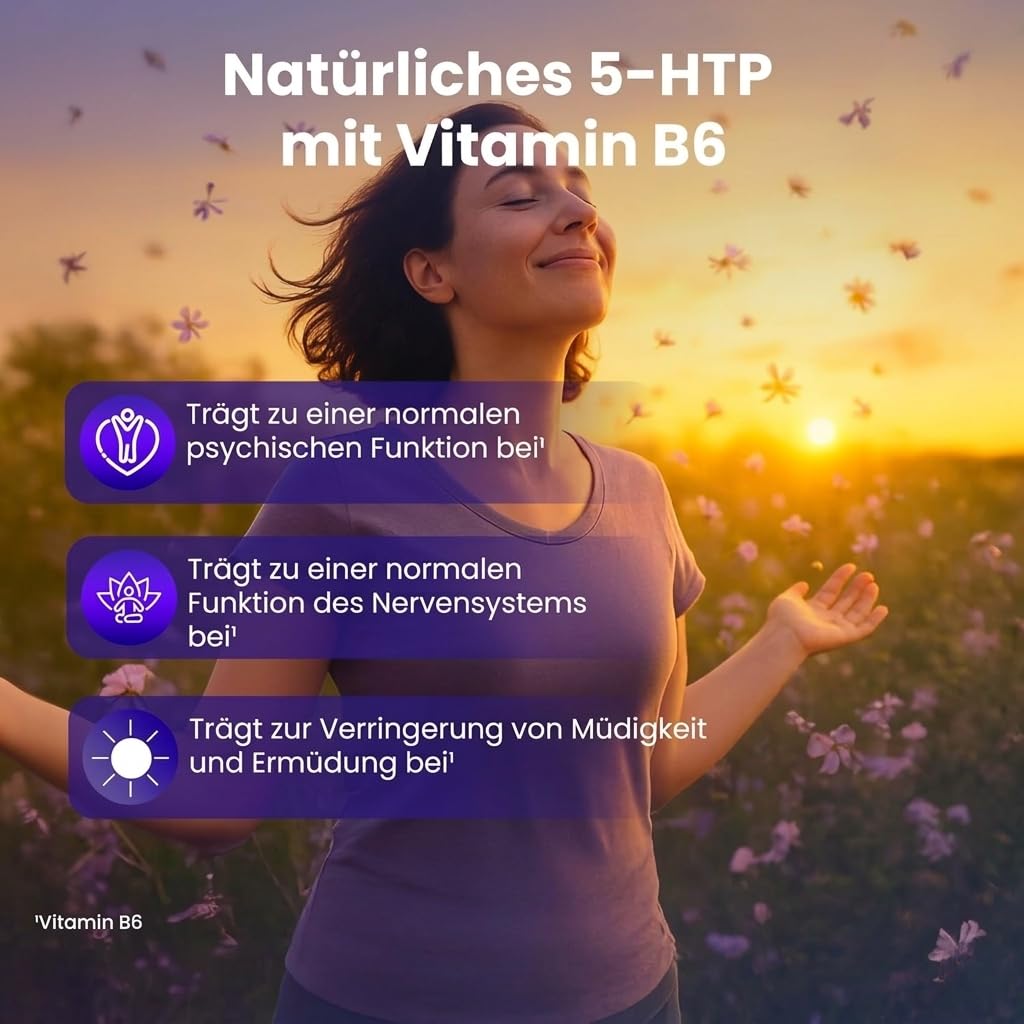 5 HTP (Serotonin) 180 Kapseln á 500mg | 100% PFLANZLICHES Griffonia | 6 Monatsvorrat | Laborgeprüft & in DE Produziert | 5HTP von SUPPLENATURA®