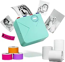 Phomemo Mini impressora de notas de 300 dpi - Impressora térmica portátil Bluetooth para casa/escritório/escola, para plaina, professor, faça você mesmo, estudantes, com um total de 6 rolos de papel