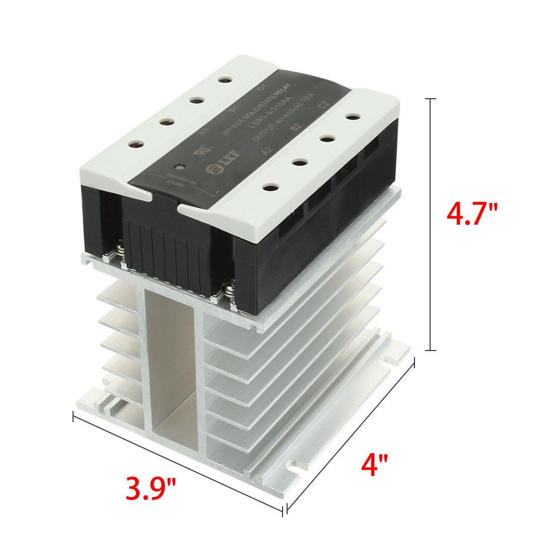 Aexit AC a AC 10A 90-250VAC a 40-440VAC SSR Compuesto térmico Relé de estado de 3 fases + Disipador de calor (9960d5c52edf422835b315b003af2ba1)