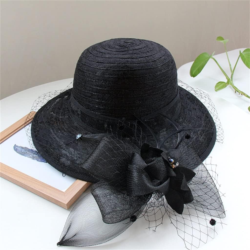 Hut Damen Sommer Spitze Mesh Blumentopf faltbar Kuppel Sonne Outdoor großkrempig kühl (b En Storlek)