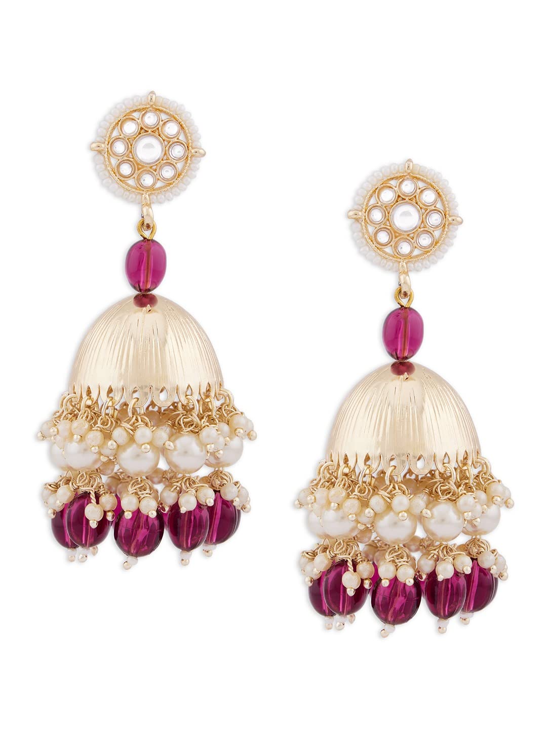 Zaveri Pearls Wine Beads Drop Traditional Kundan Yellow Gold Jhumki Earring For Women-ZPFK13785 (B0B1JDQFZX) Amazon Price History, Amazon Price Tracker