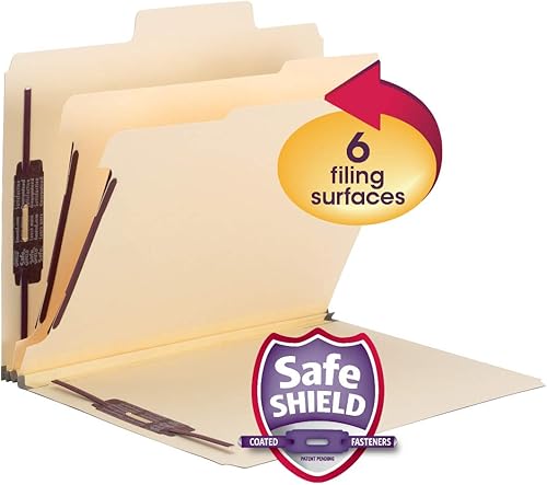 Miniatura 2 de Smead Carpeta de clasificación SuperTab con cierres SafeSHIELD, pestaña de gran tamaño, 2 divisores, expansión de 2 pulgadas, tamaño carta, azul