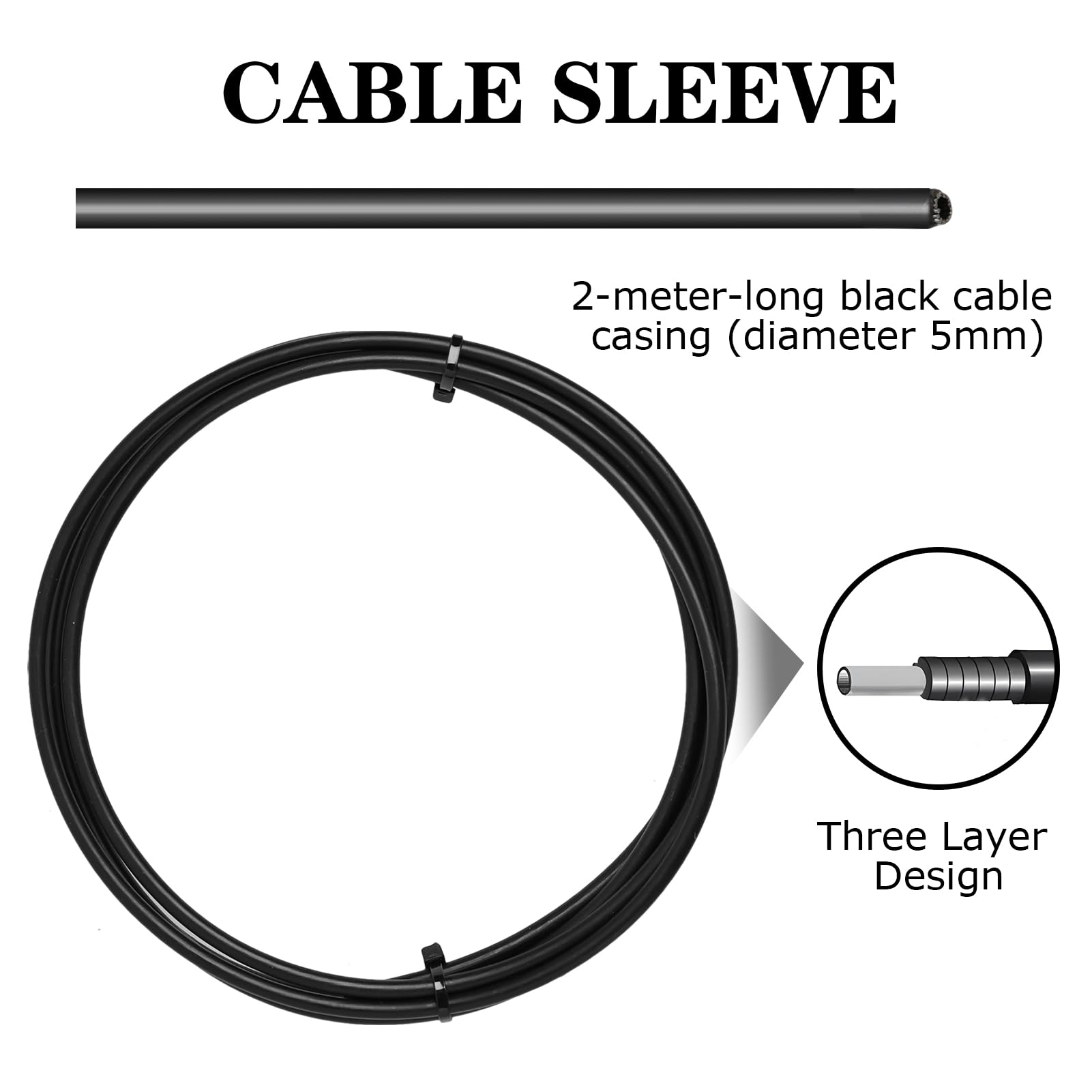 FunWorth – Kit Complet De Câbles De Frein Vélo, 1 Gaine 2,5 M, 2 Câbles 1,7 M, Accessoires Inclus, Pour VTT Et Vélo De Montagne