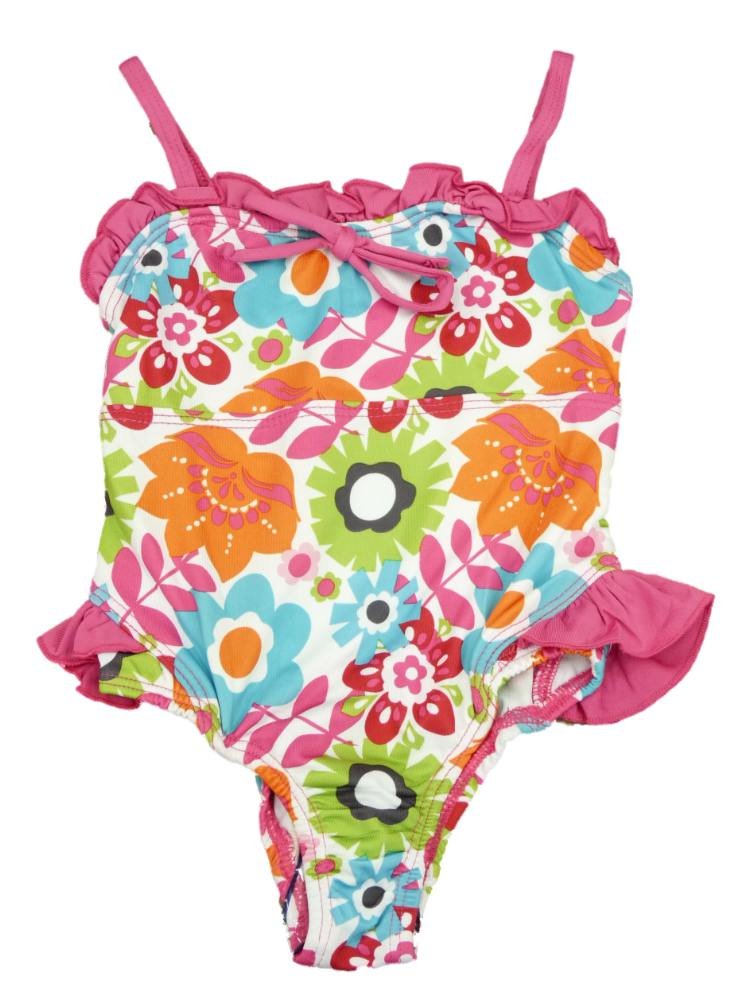 Pink Platinum Infant Girls Pink Flower 1 Piece Swim Suit Swimming Bathing 12m