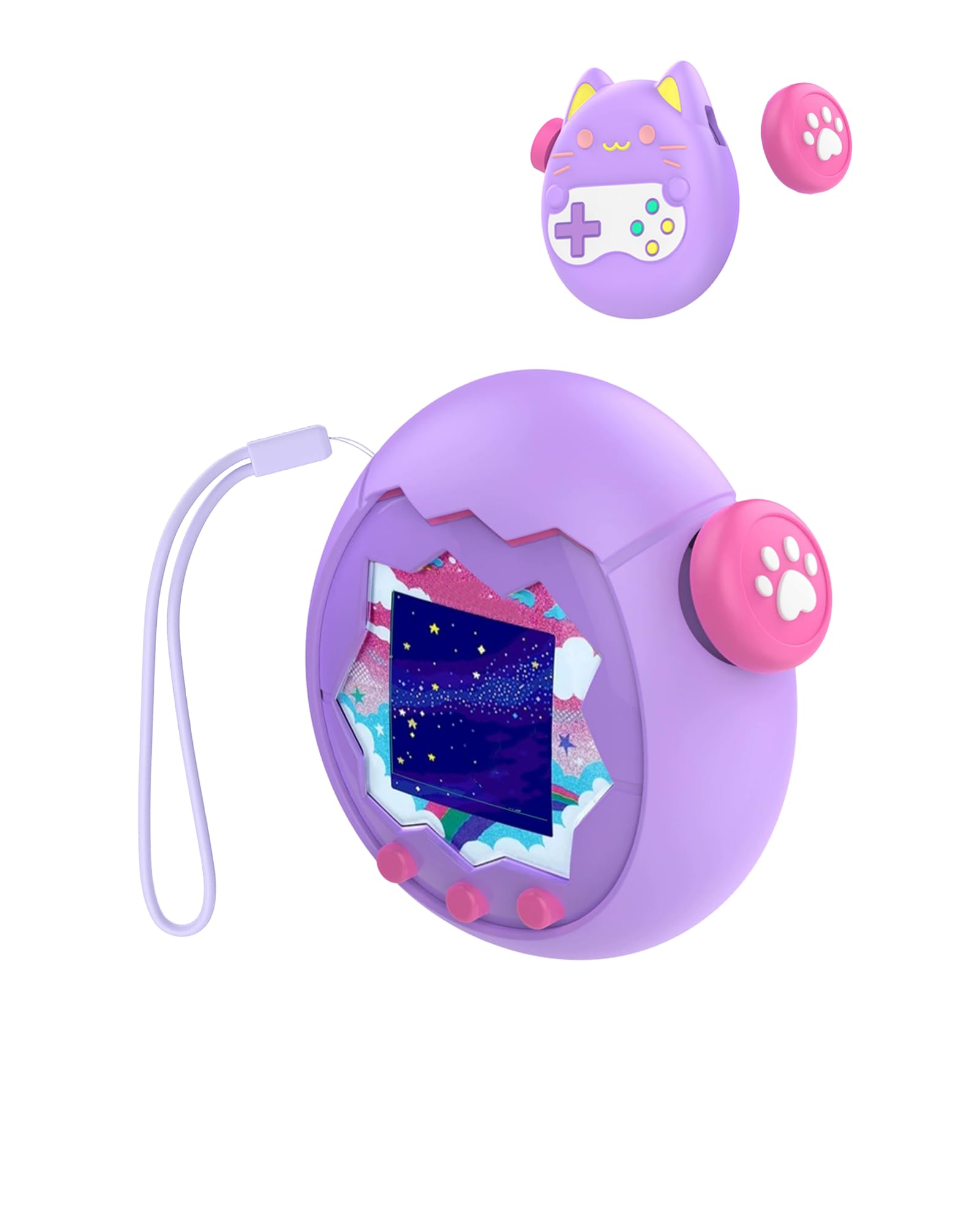 Silicone Case for Tamagotchi Paradise - Soft Protective Cover with lanyard,toergy Comfortable, Portable Anti-Scratch Skin for Pet Game Machine,Purple