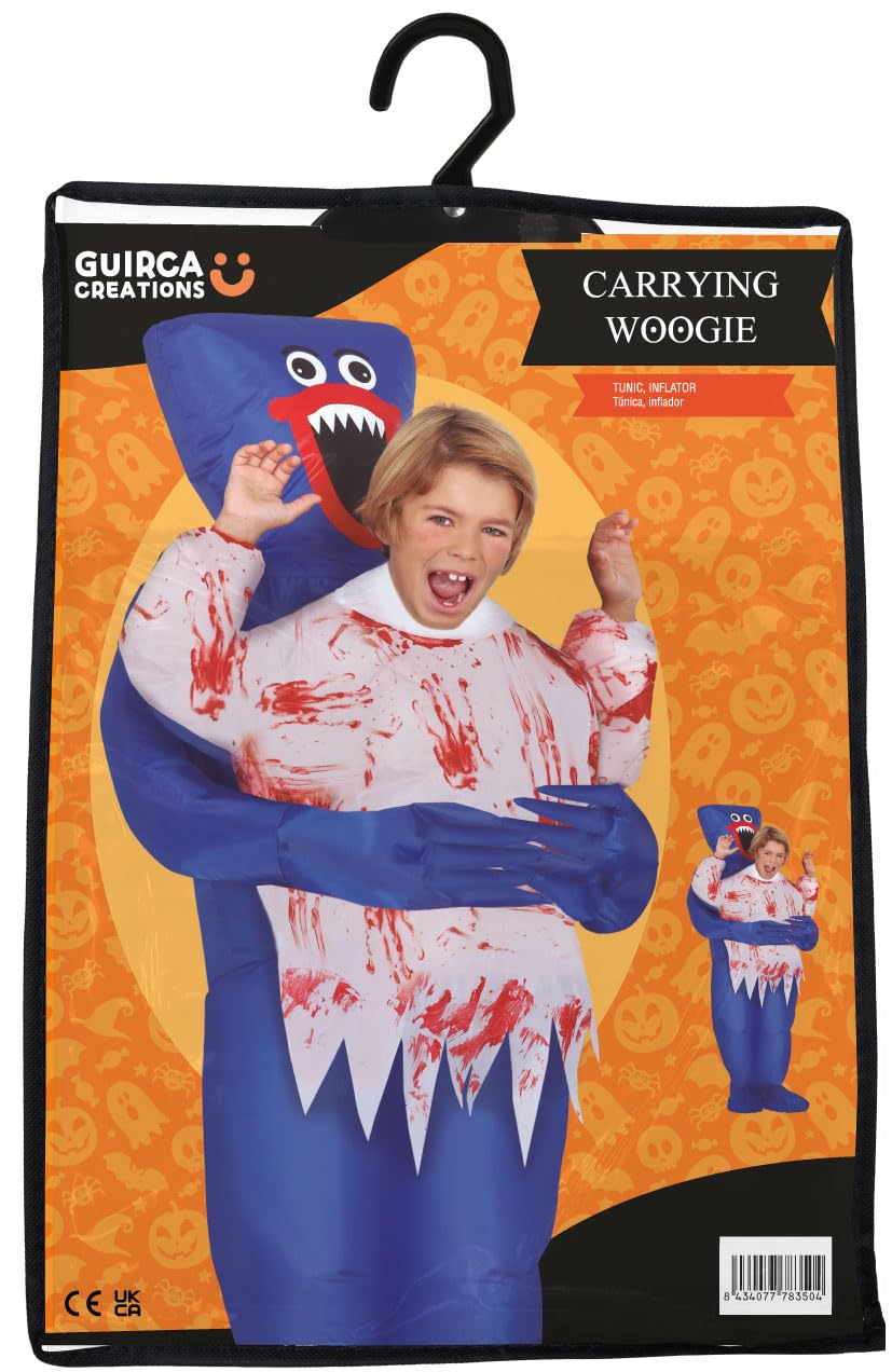 FIESTAS GUIRCA Nadmuchiwany kostium potwora Huggera dla dzieci - Niebieski Zły Pluszowy Miś z Dzieckiem - Kostiumy na Halloween dla dziewczynek i chłopców