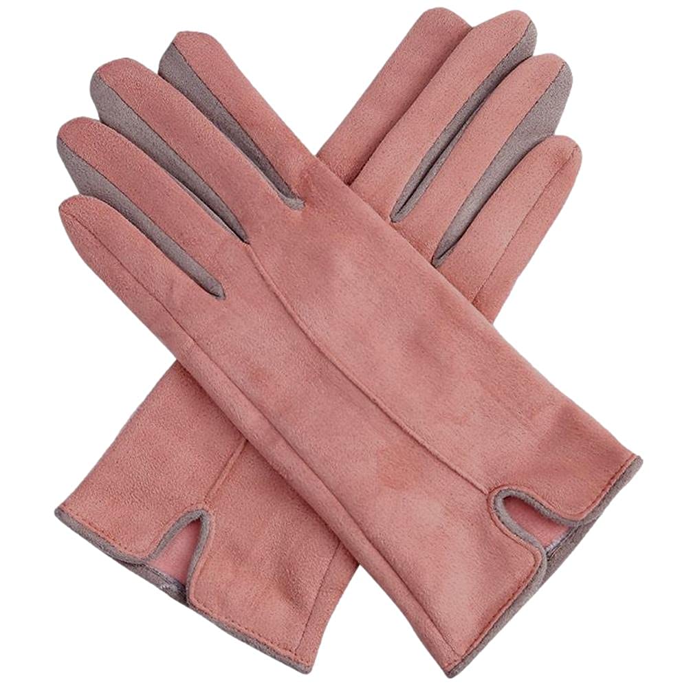 Purple PossumGloves Ladies Soft Full Winter Gloves Plain Faux Suede Womens Warm Cosy Gloves (Dusky Pink)