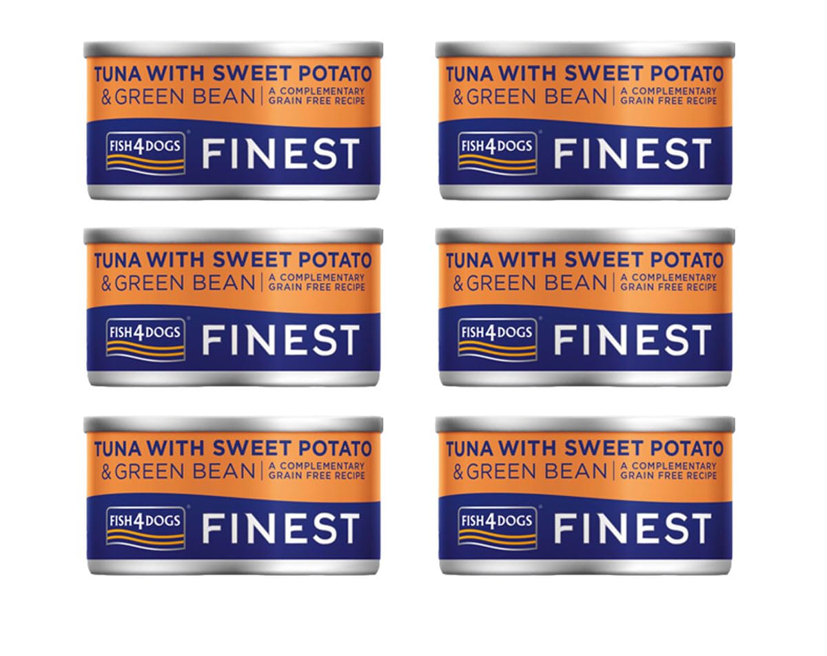 Fish4Dogs Wet Dog Food Tins 85g for all dog breeds (FINEST TUNA WITH SWEET POTATO AND GREEN BEAN)
