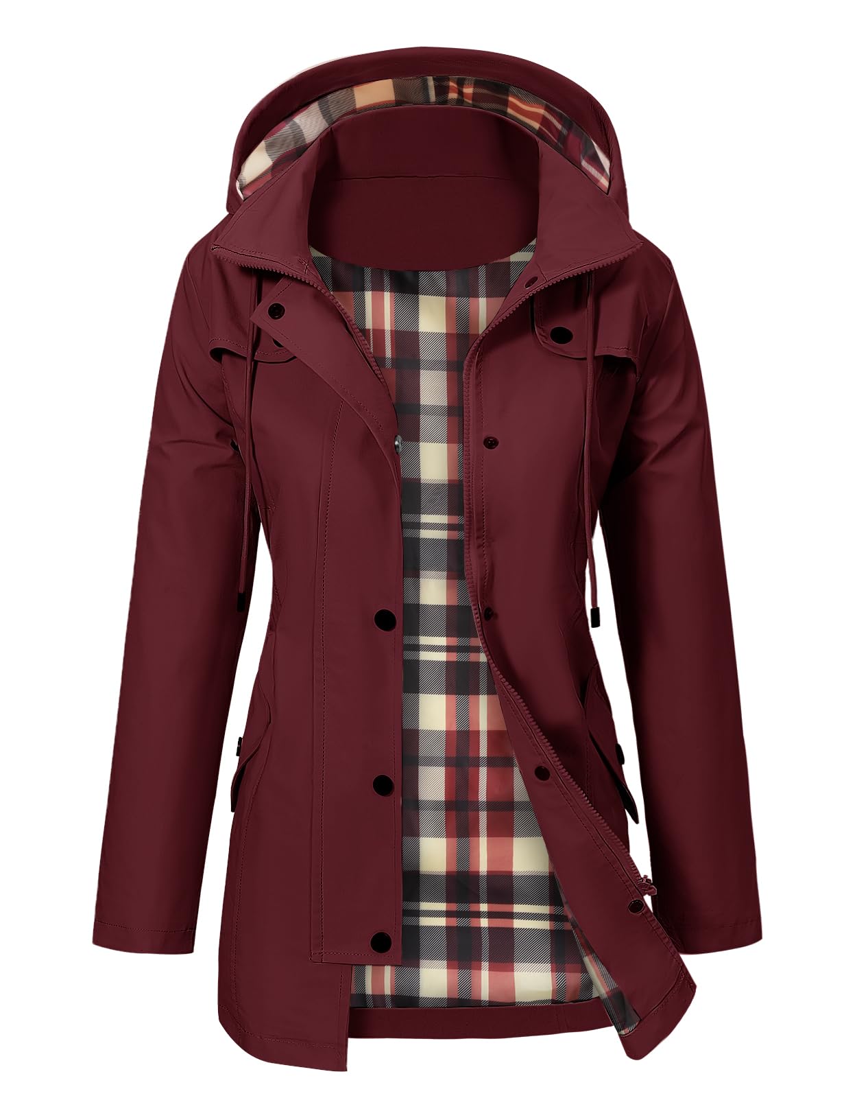 UMIPUBO Imperméables Vestes pour Femme Manteau à Capuche Impermeable Imperméable Longue Coupe-Vent Zip Poncho d'Extérieur Coupe Vent Veste de Pluie Printemps Automne