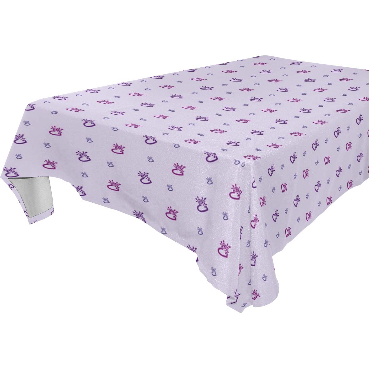 Jin Sha Rectangle Tablecloth - 54 x 72 Inch - Rectangular Table Cloth for 6 Foot Table in Washable Polyester - Great for Buffet Table, Parties, Holiday Dinner, Wedding &More（Purple&Herat