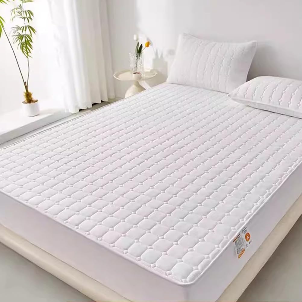 Queen Mattress Pad, 2-12" Deep Pocket Protector Ultra Soft Quilted Fitted Topper Cover Fit for Dorm Home Hotel, College Dorm Room Essentials, Hypoallergenic Mattress Topper,Pink,180x220cm