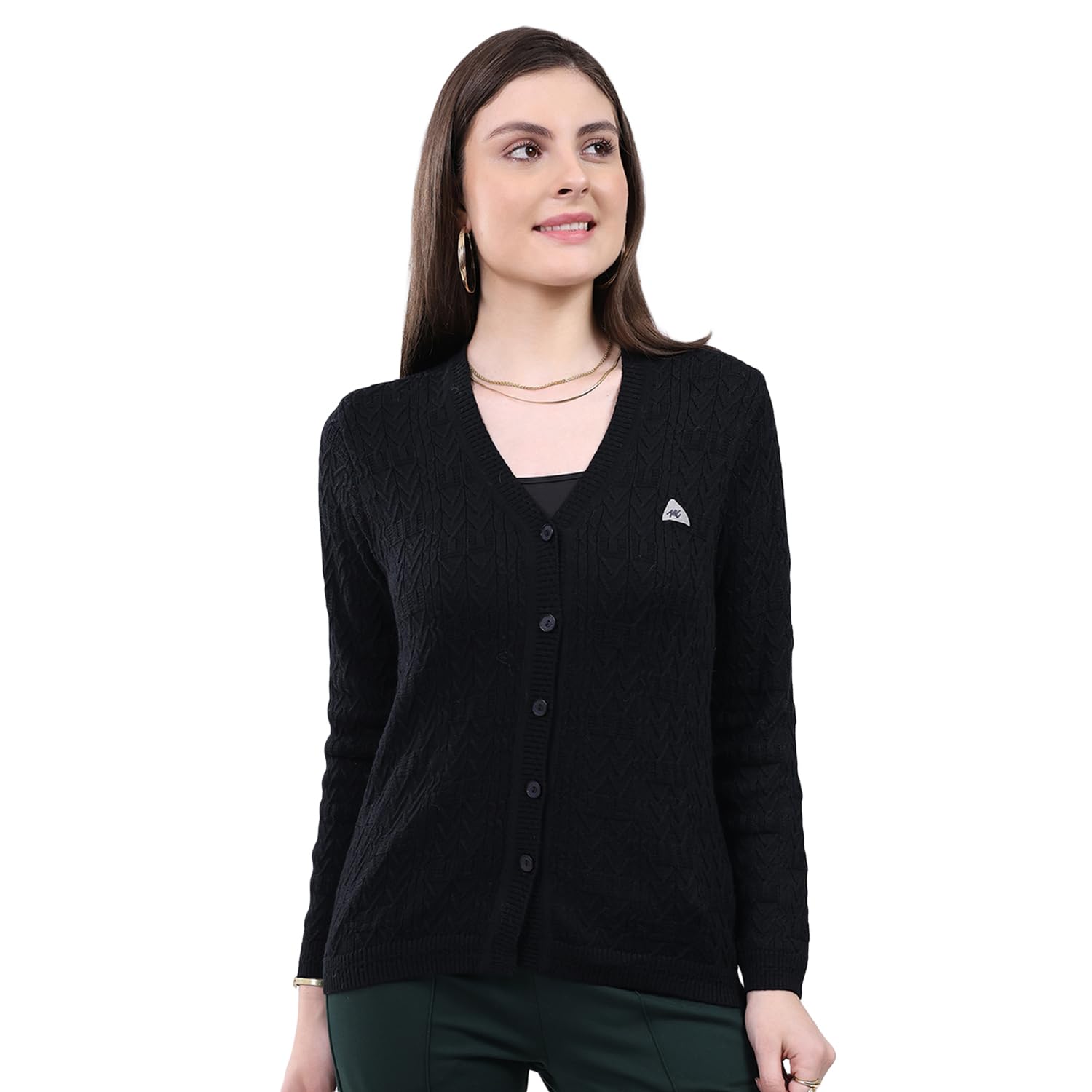 Womens Regular Fit Self Designed V Neck Button Closure Full Sleeves Winter Cardigan| Warm Woolen Buttoned Sweater for Ladies | Stylish Knitted Cardigan for Women's (Pack of 1)-image-31