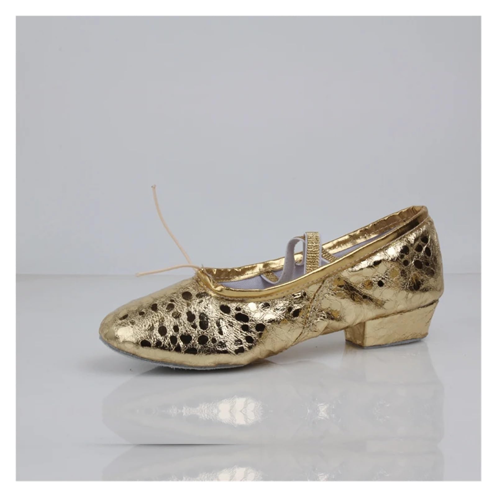 Zapatillas Ballet Niña Zapatos de Baile for profesoras con Tacones, Zapatillas for Adultos, Suelas Blandas, Tacones Dorados y Plateados, étnicos, Zapatos de Baile étnicos.