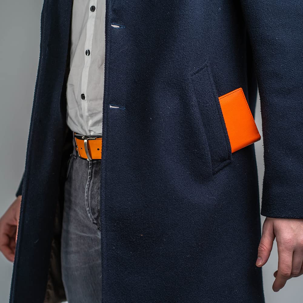 Portatessere Cartier in Pelle per Uomo | Vera Pelle Made in Italy | Colore Arancione