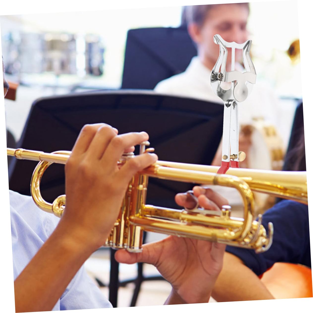 COSMEVIVI Trumpet Sheet Music Clip Music Stand Clamp Metal Trumpet Lyre Accessory for Marching b