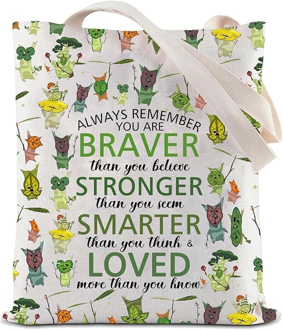JYTAPP Inspired Tote Bag Game Fans Gifts You are Braver Stronger Smarter Than You Think Shoulder Gamer Gift (Beige)