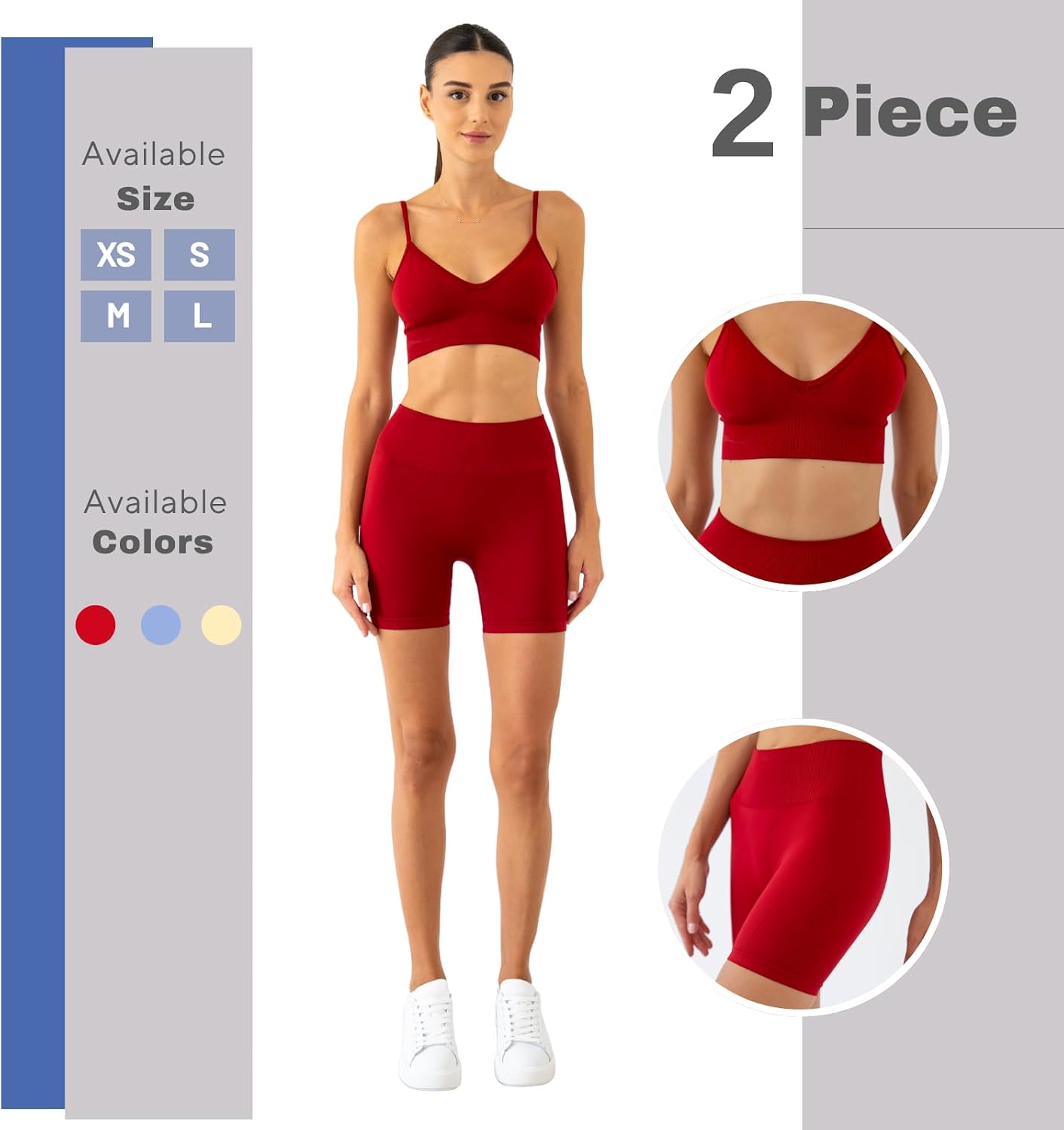 Gym Clothes for Woman 2 Piece High Waisted Biker Short and Sports Bra, Cute Workout Sets for Fitness, Gym, and Yoga